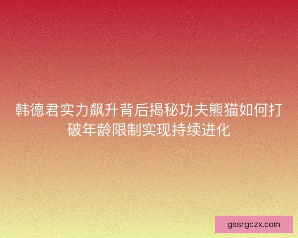 韩德君实力飙升背后揭秘功夫熊猫如何打破年龄限制实现持续进化